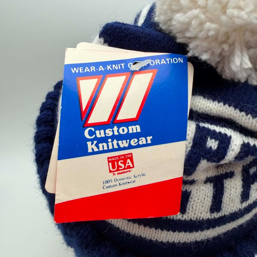 Penn State Nittany Lions Vintage Knit Winter Pom Pom Beanie Ski Hat Blue White - Picture 6 of 9